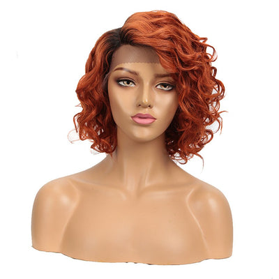 Caressa - Short Bob Curly Lace Front Human Hair Wig