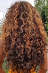 Sandy Long Curly Synthetic L Parting Lace Wig Mixed Colour
