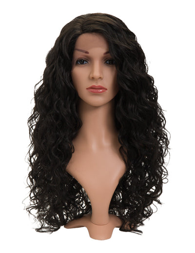 Sandy Long Curly Synthetic L Parting Lace Wig Mixed Colour