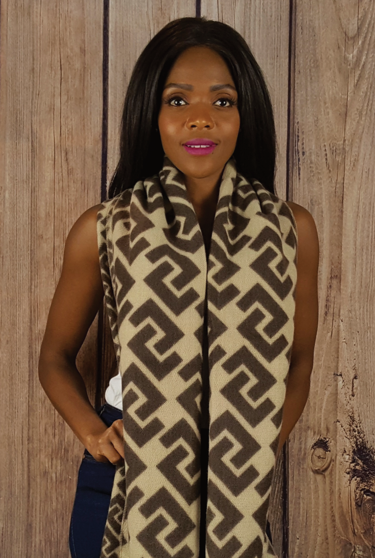 Luxury Soft Reversible Scarf - Block Design