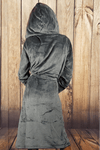 Ladies Hooded Premium Plush Dressing Gown Bavarian Grey