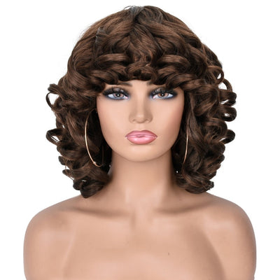 Whitney Short Fluffy Curly Hair Wig With Bangs