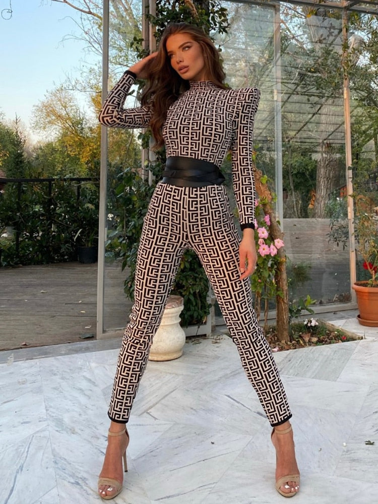 Gia Long Sleeve High Neck Jumpsuit