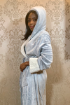 Ladies Hooded Premium Plush Dressing Gown Cloudy Grey