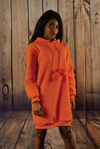 Casual Neon Orange Hoodie Dress