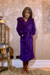 Ladies Hooded Premium Plush Dressing Gown Orchid Purple