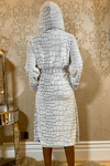 Ladies Hooded Premium Plush Dressing Gown Pebble Grey