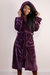 Ladies Hooded Premium Plush Dressing Gown Tuscan Wine